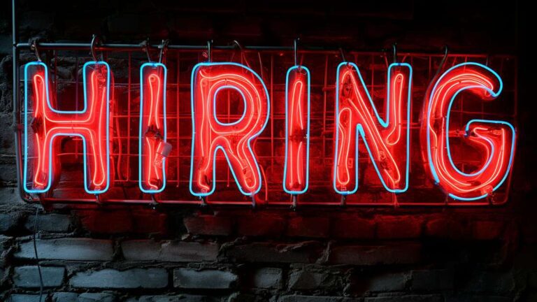 Neon hiring sign